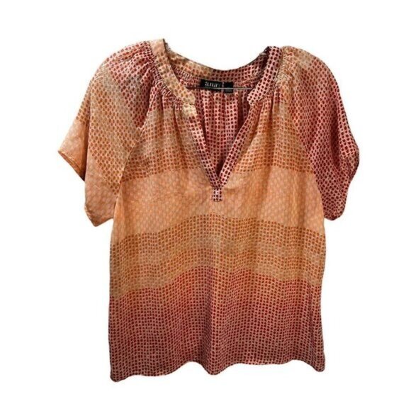 A.N.A‎ Short Sleeve V-Neck Chiffon Blouse Size SP - Picture 1 of 6